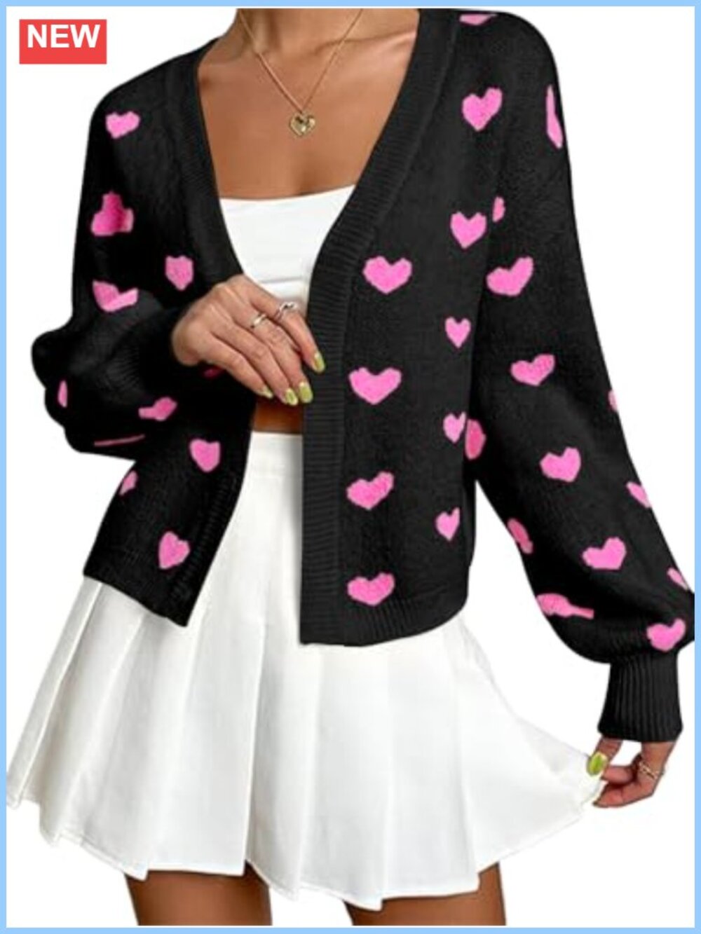 Open Front Floral Knit Cardigan Long Sleeve V Neck Acrylic Sweater